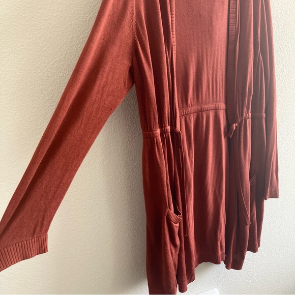 Torrid Anorak Hooded Cinch Waist Sweater Cardigan Rust Fall Lightweight Rayon - Picture 6 of 10